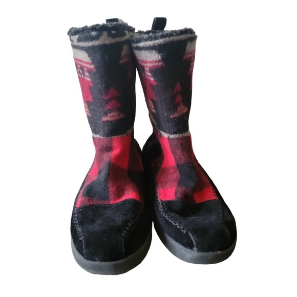 Madden Girl Jackmen Fleece/Faux Fur Lined Boots Plaid Aztec Print Boots Size 9.5 - Picture 2 of 8